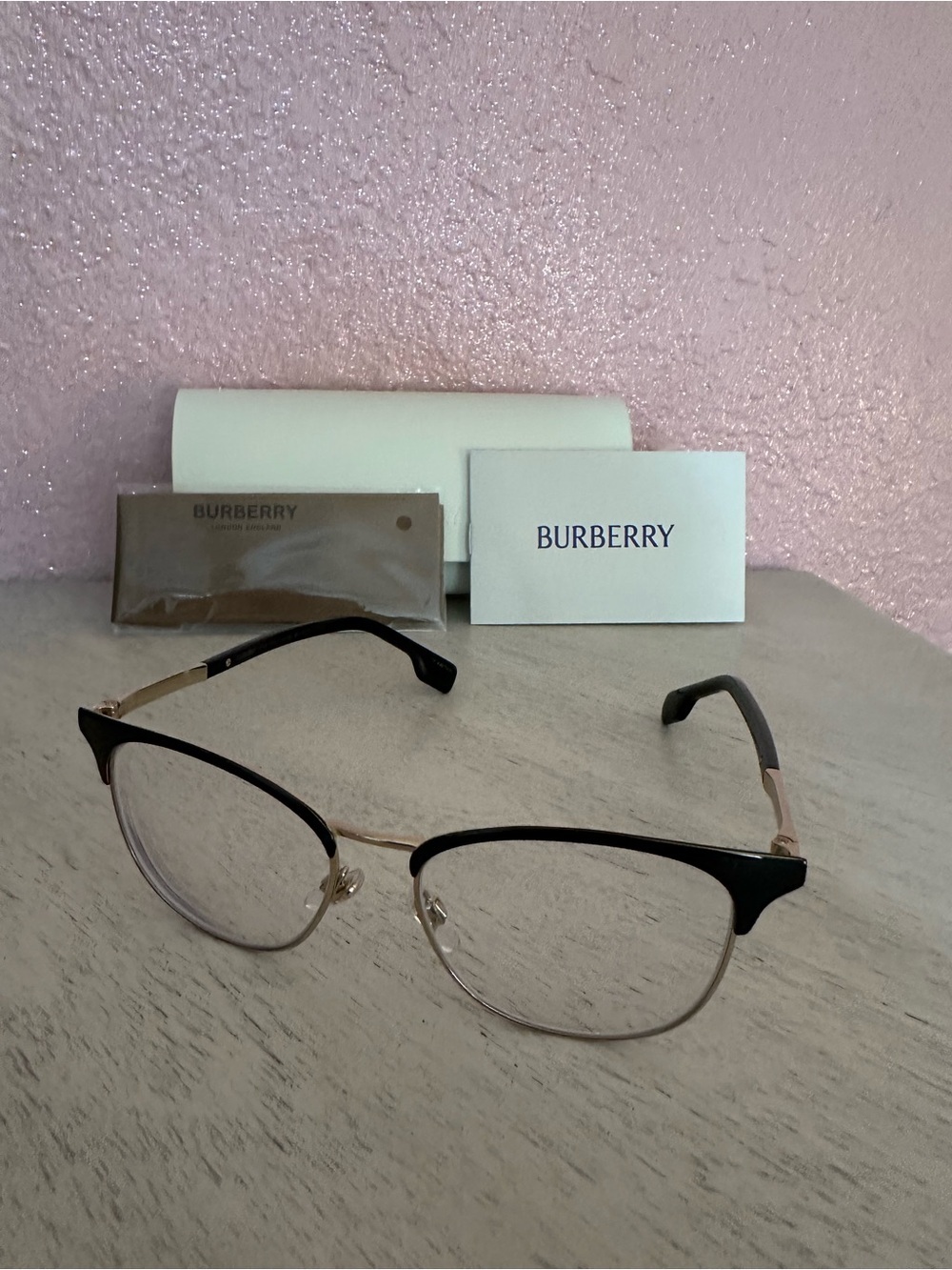 New prescription Burberry Blk & Gold Women's Semi-Rim -have prescription lenses.